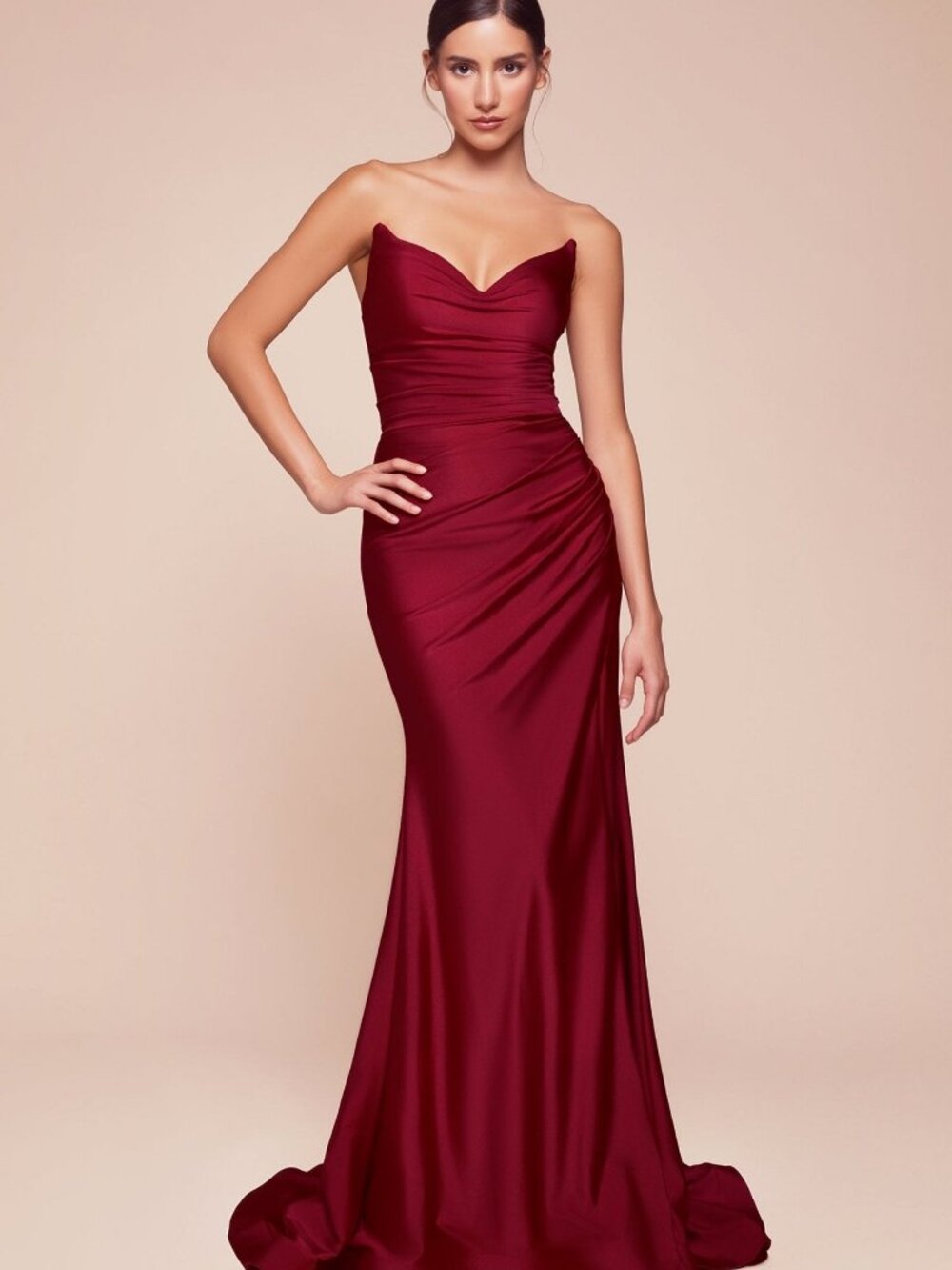 NEW BURGUNDY Evening Gown Floor Length Formal Elegant Stunning CD791